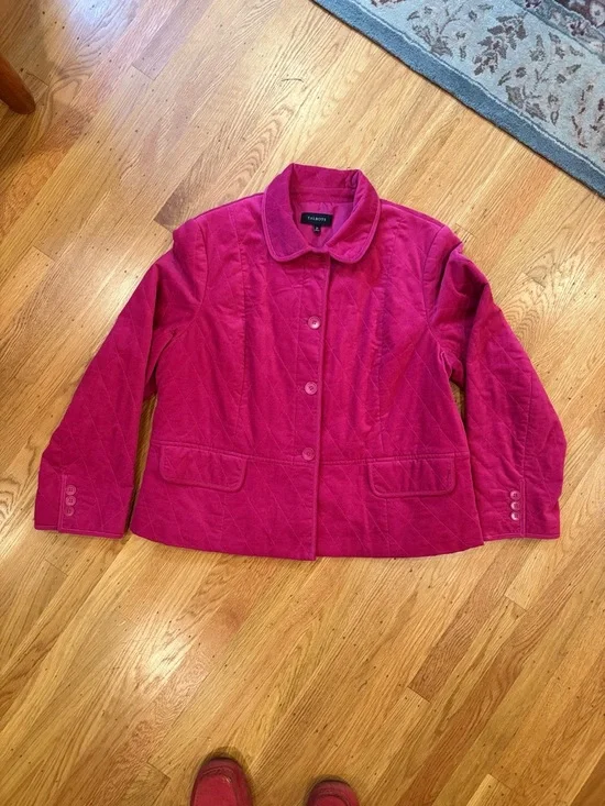 Talbots Quilted Raspberry-Pink Button-Front Jacket - Picture 4 of 4